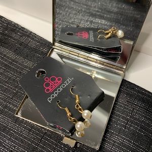 6/$20 Paparazzi Accessories Mini Pearl Bead Gold Tone Drop Earrings New